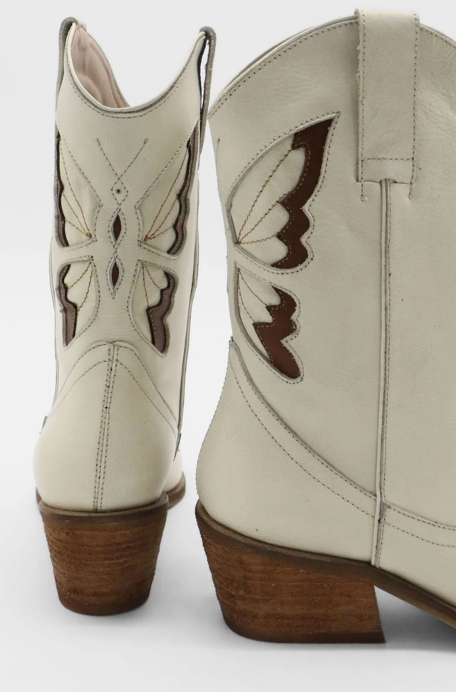 Woodstock Western Cowboy Boot Ivory Leather Lucky Penny Boone