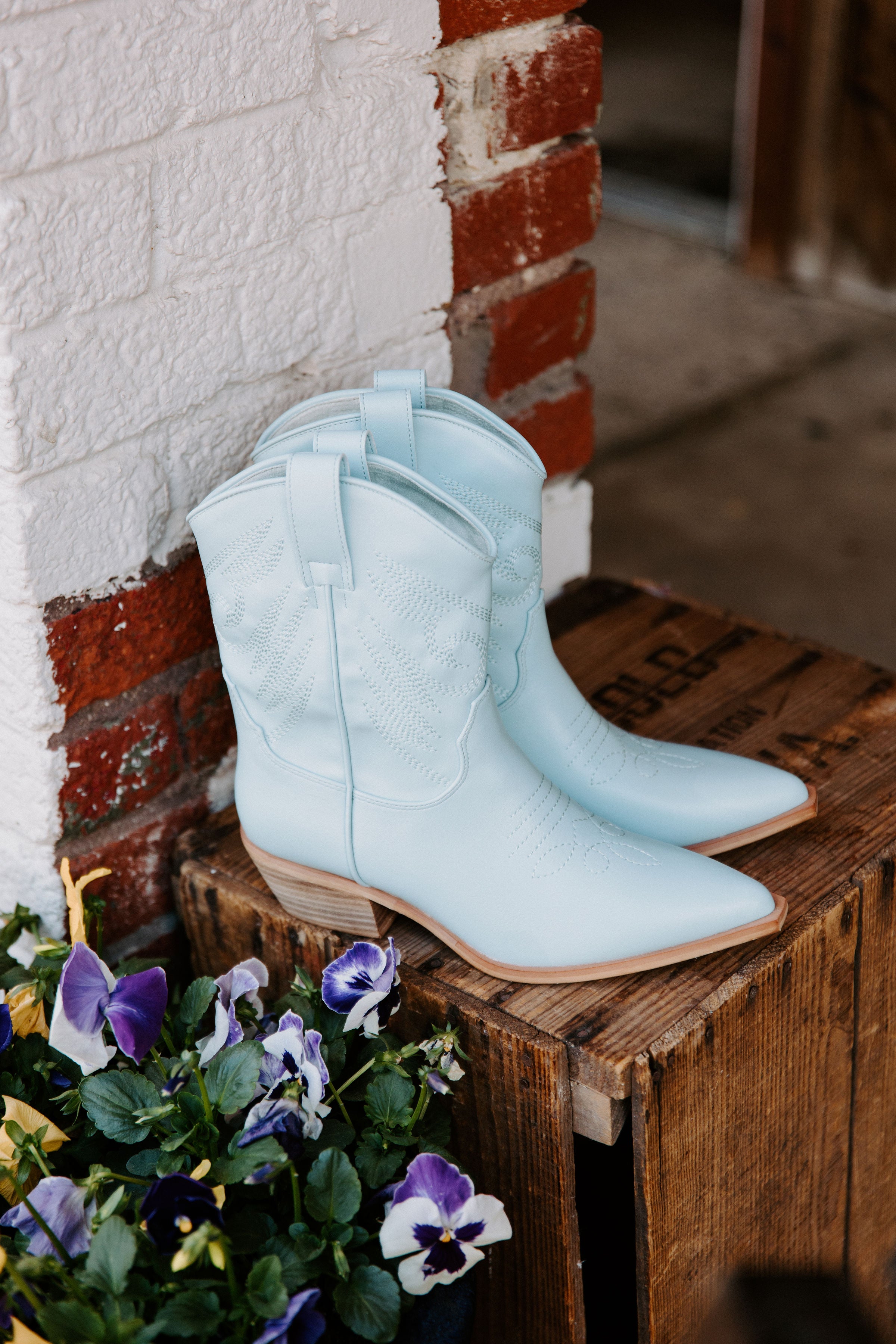 Light blue discount boots women's